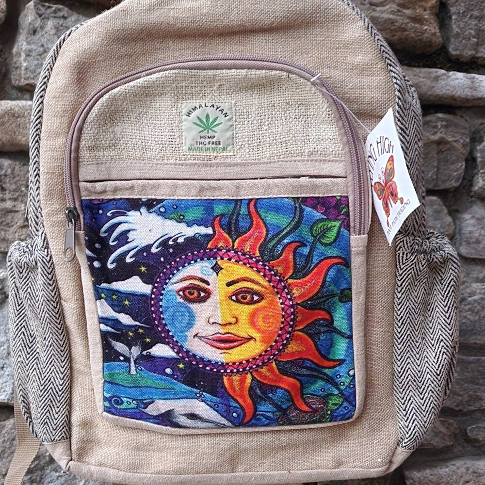Boho Hippie Sun Himalayan Hemp Backpack NWT